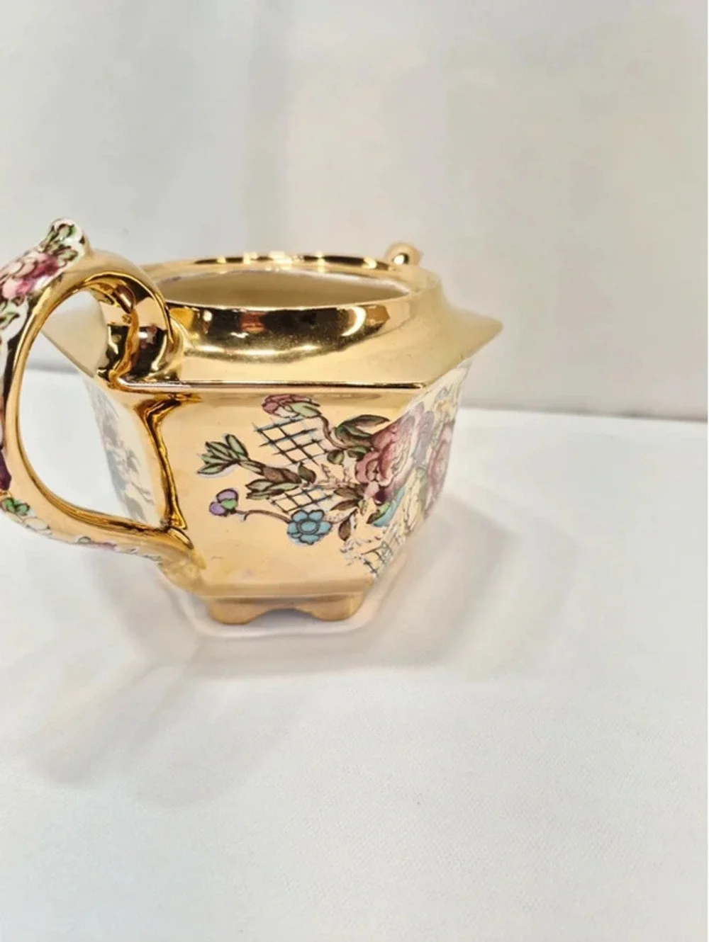 Vintage James Sadler & Sons hexagonal teapot, Made in Staffordshire, England.